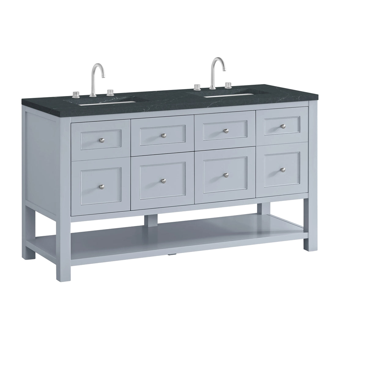 Breckenridge 60" Double Vanity, Serenity Blue, w/ 3 CM Charcoal Soapstone Quartz Top, view 10