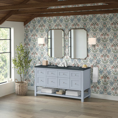 Breckenridge 60" Double Vanity, Serenity Blue, w/ 3 CM Charcoal Soapstone Quartz Top, view 4