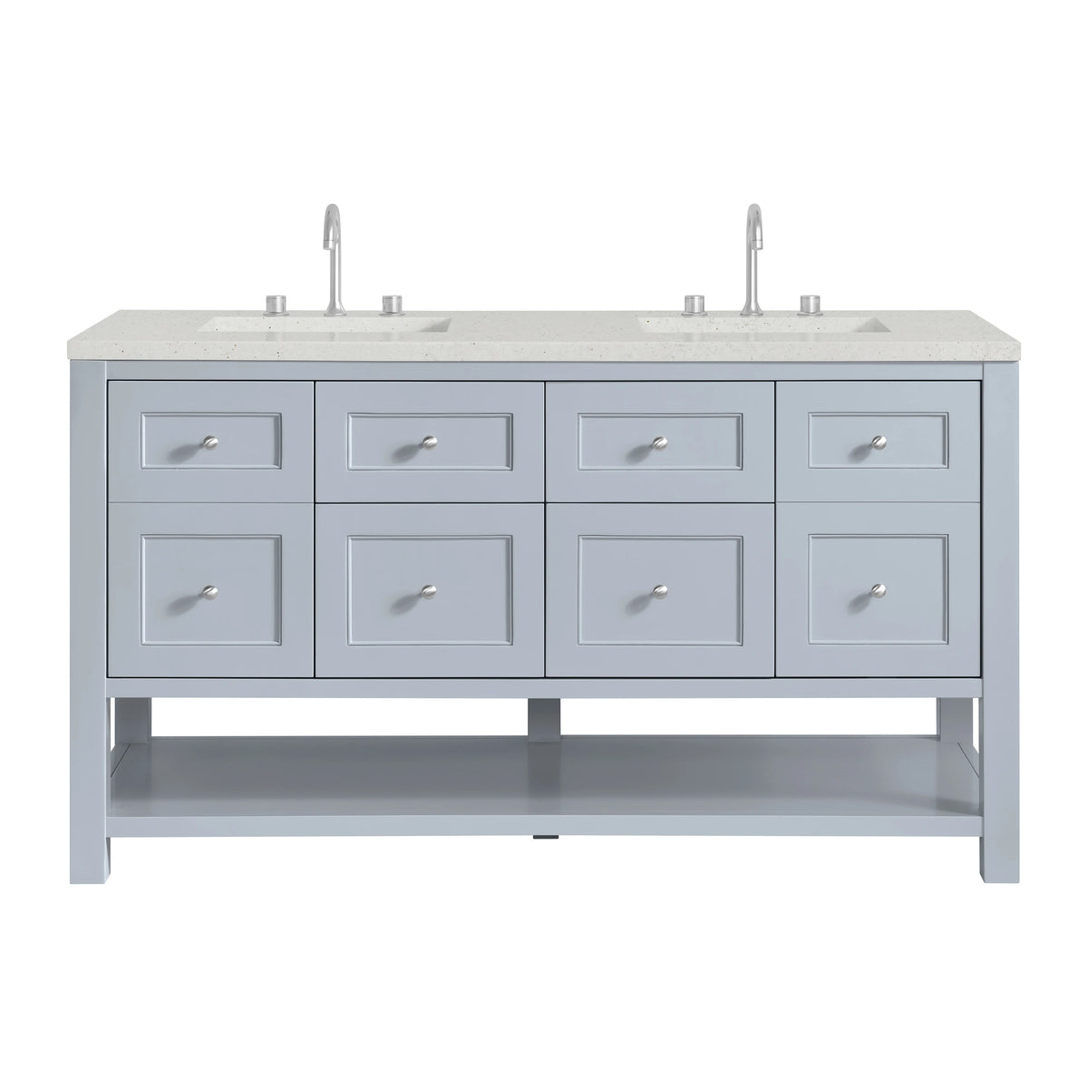 Breckenridge 60" Double Vanity, Serenity Blue, w/ 3 CM Lime Delight Quartz Top