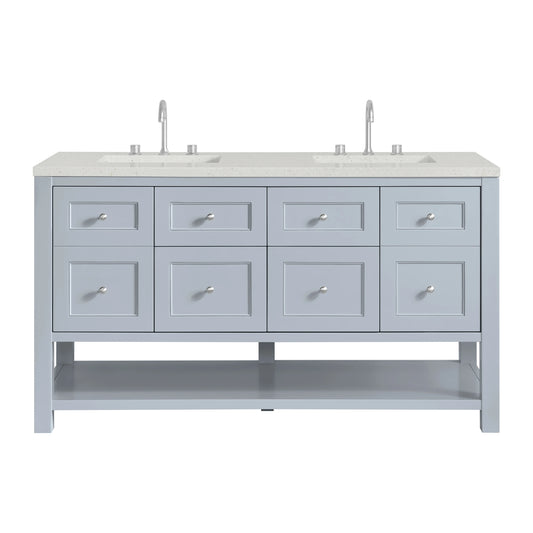 Breckenridge 60" Double Vanity, Serenity Blue, w/ 3 CM Lime Delight Quartz Top