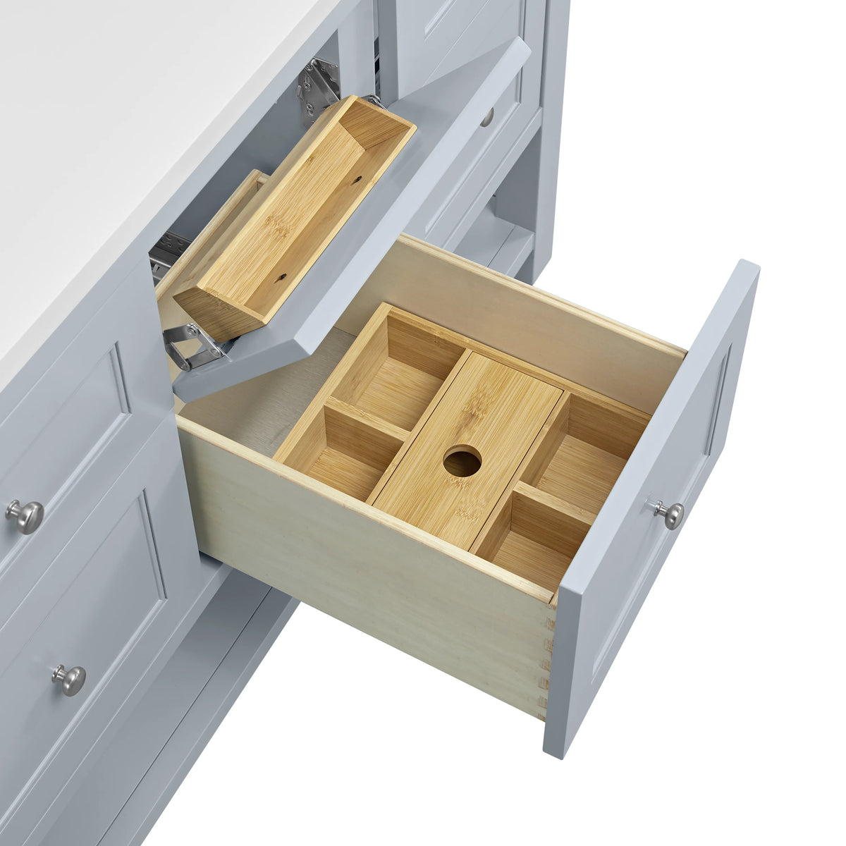 Breckenridge 60" Double Vanity, Serenity Blue w/ 3 CM Parisien Bleu Top, view 13