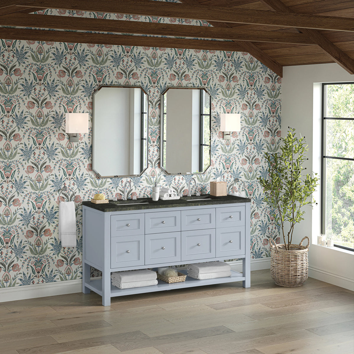 Breckenridge 60" Double Vanity, Serenity Blue, w/ 3 CM Phantome Eclos Top, view 4