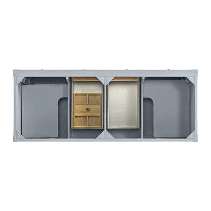 Breckenridge 60" Double Vanity, Serenity Blue, w/ 3 CM White Zeus Quartz Top, view 6