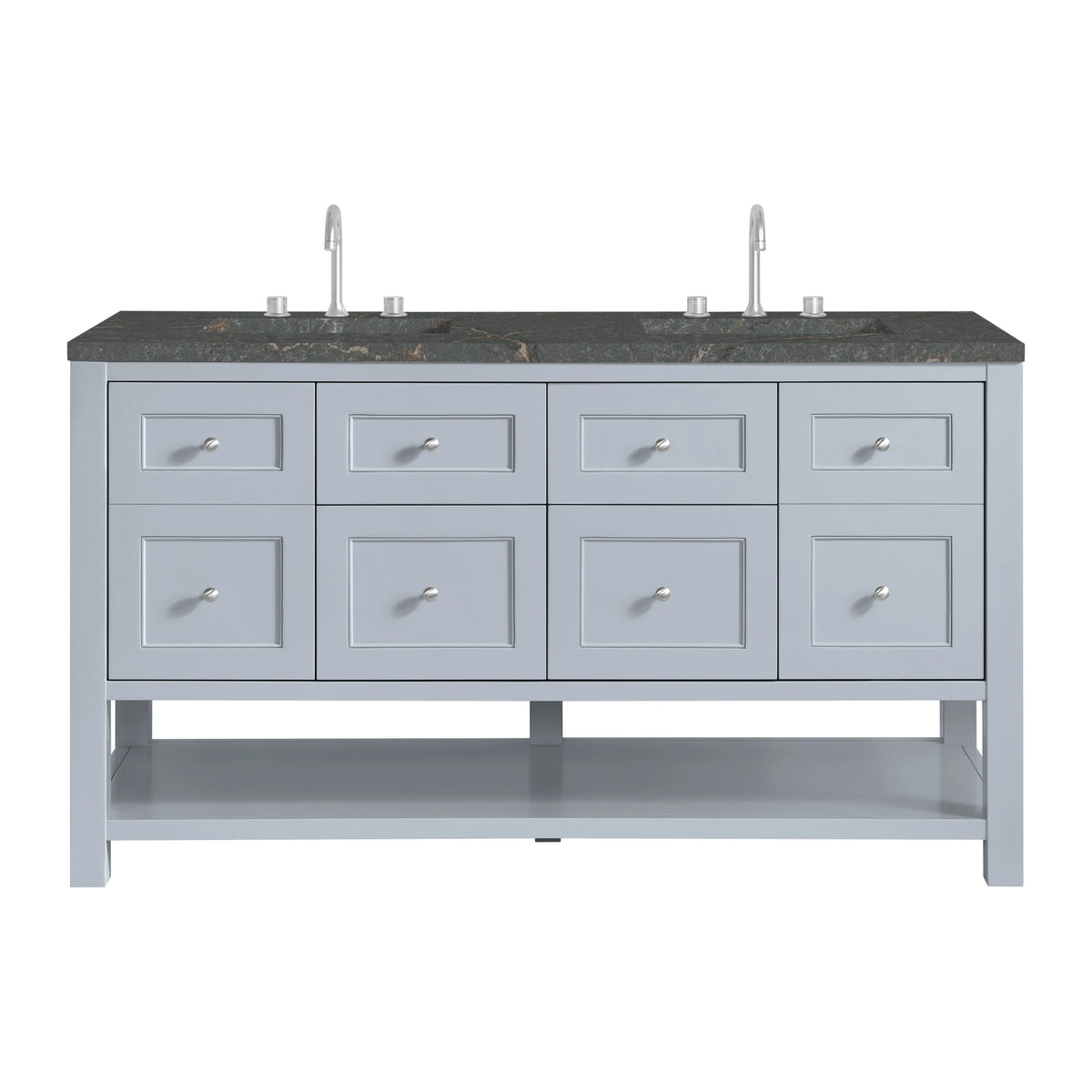 Breckenridge 60" Double Vanity, Serenity Blue w/ 3 CM Parisien Bleu Top w/FreePower Wireless Charger