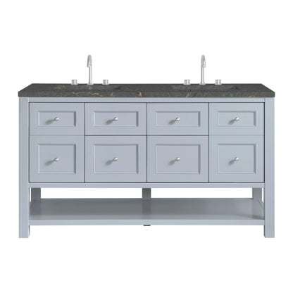 Breckenridge 60" Double Vanity, Serenity Blue w/ 3 CM Parisien Bleu Top w/FreePower Wireless Charger