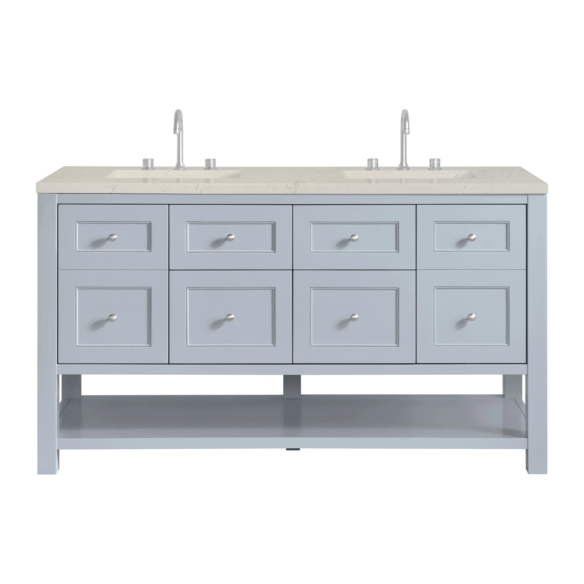 Breckenridge 60" Double Vanity, Serenity Blue, w/ 3 CM Siberian Silestone Top w/FreePower Wireless Charger