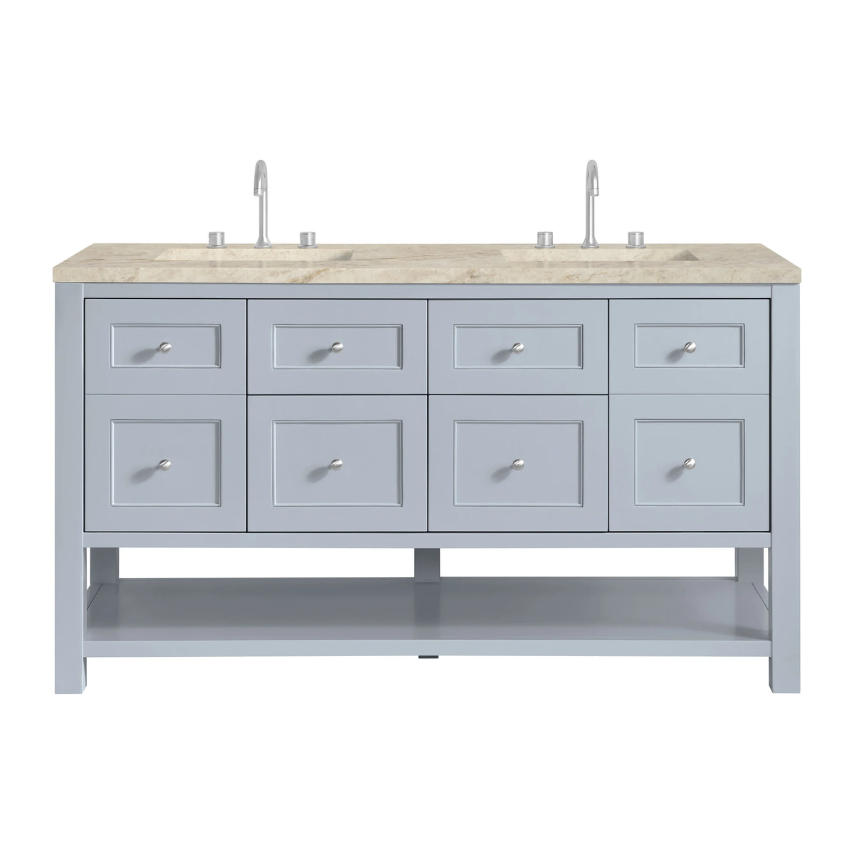 Breckenridge 60" Double Vanity, Serenity Blue, w/ 3 CM Tajnar Eclos Top w/FreePower Wireless Charger