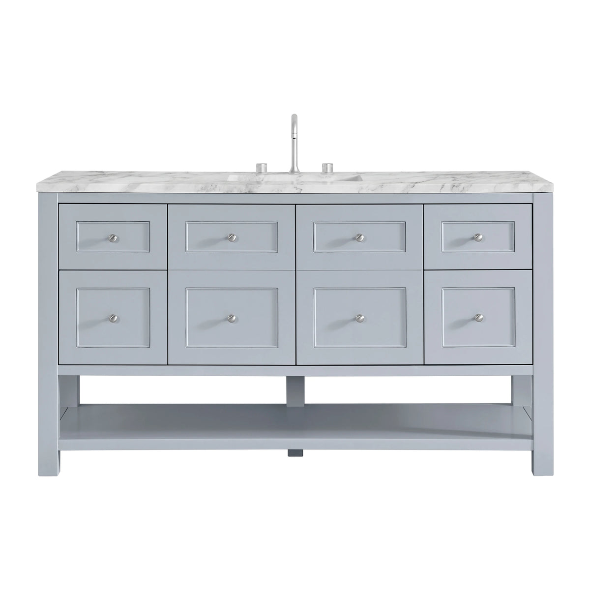Breckenridge 60" Single Vanity, Serenity Blue, w/ 3 CM Carrara Marble Top