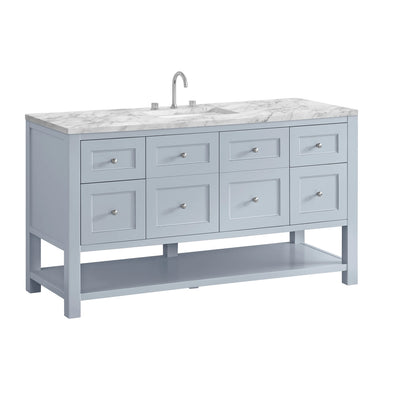 Breckenridge 60" Single Vanity, Serenity Blue, w/ 3 CM Carrara Marble Top, view 10
