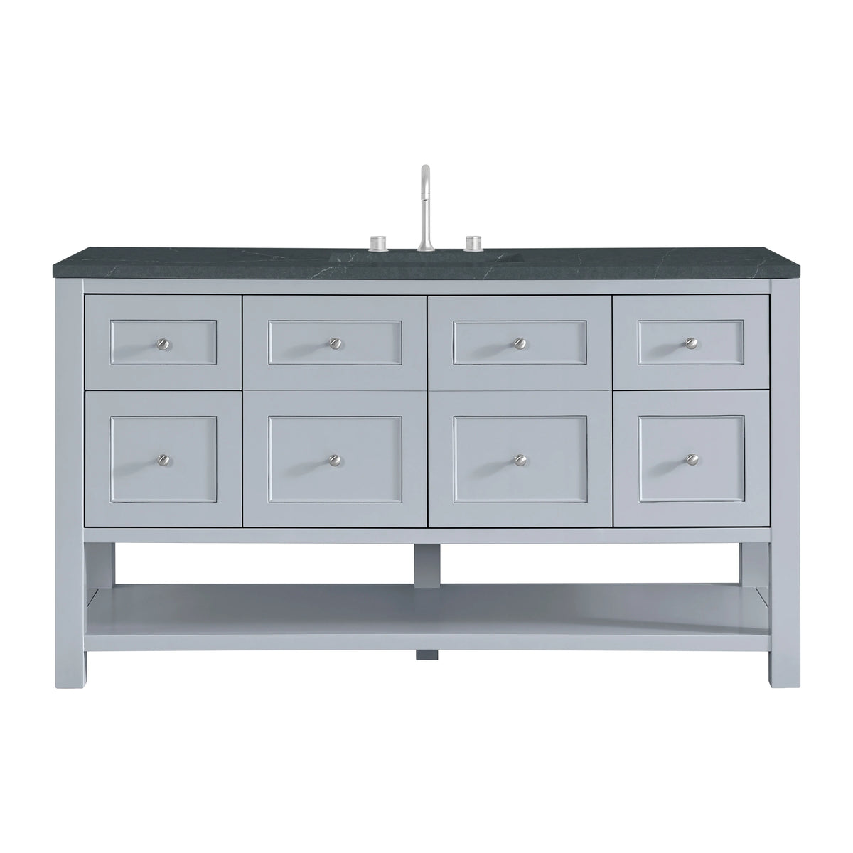Breckenridge 60" Single Vanity, Serenity Blue, w/ 3 CM Charcoal Soapstone Quartz Top
