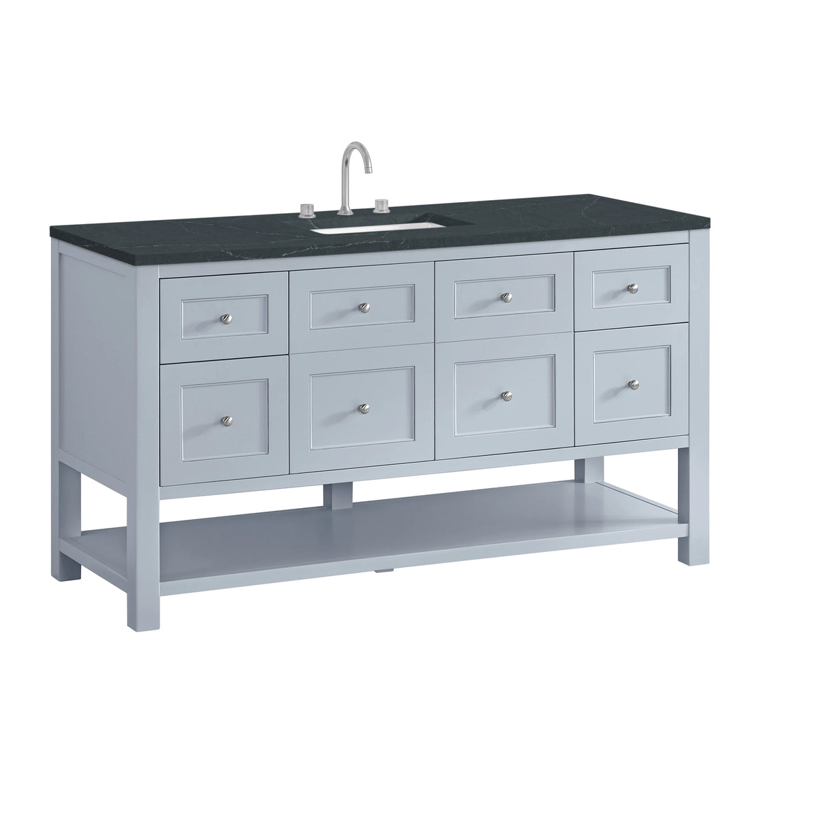 Breckenridge 60" Single Vanity, Serenity Blue, w/ 3 CM Charcoal Soapstone Quartz Top, view 10