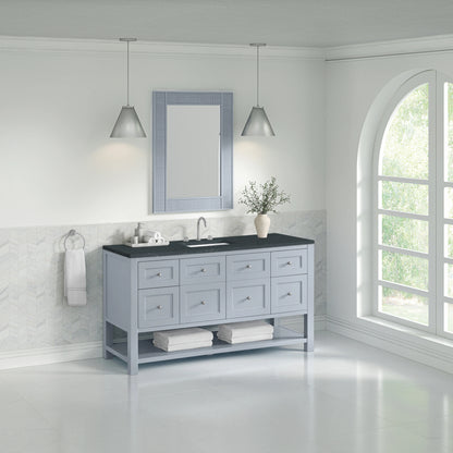 Breckenridge 60" Single Vanity, Serenity Blue, w/ 3 CM Charcoal Soapstone Quartz Top, view 4