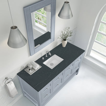 Breckenridge 60" Single Vanity, Serenity Blue, w/ 3 CM Charcoal Soapstone Quartz Top, view 7