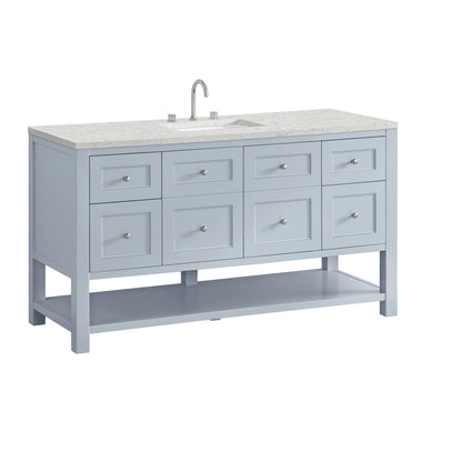 Breckenridge 60" Single Vanity, Serenity Blue, w/ 3 CM Eternal Jasmine Pearl Quartz Top, view 10