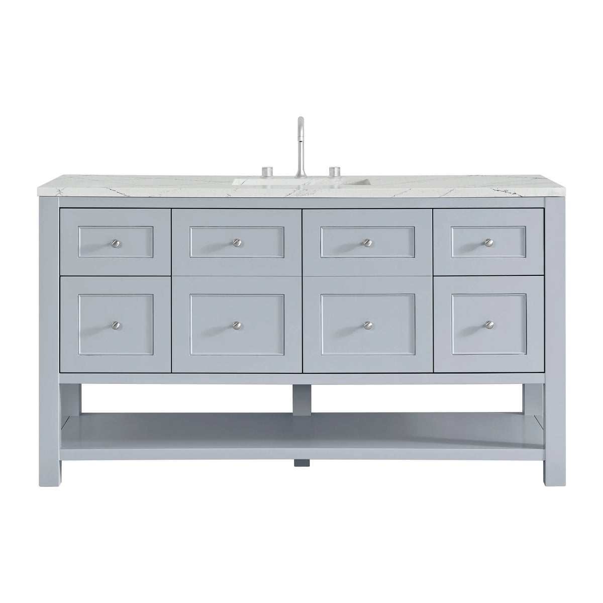 Breckenridge 60" Single Vanity, Serenity Blue, w/ 3 CM Ethereal Noctis Quartz Top