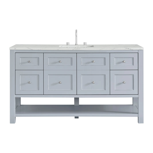 Breckenridge 60" Single Vanity, Serenity Blue, w/ 3 CM Ethereal Noctis Quartz Top