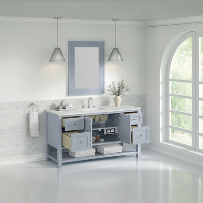 Breckenridge 60" Single Vanity, Serenity Blue, w/ 3 CM Ethereal Noctis Quartz Top, view 5