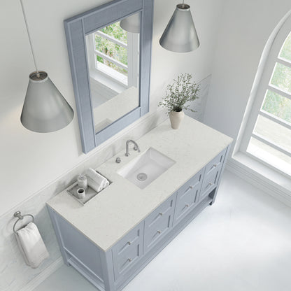 Breckenridge 60" Single Vanity, Serenity Blue, w/ 3 CM Lime Delight Quartz Top, view 7