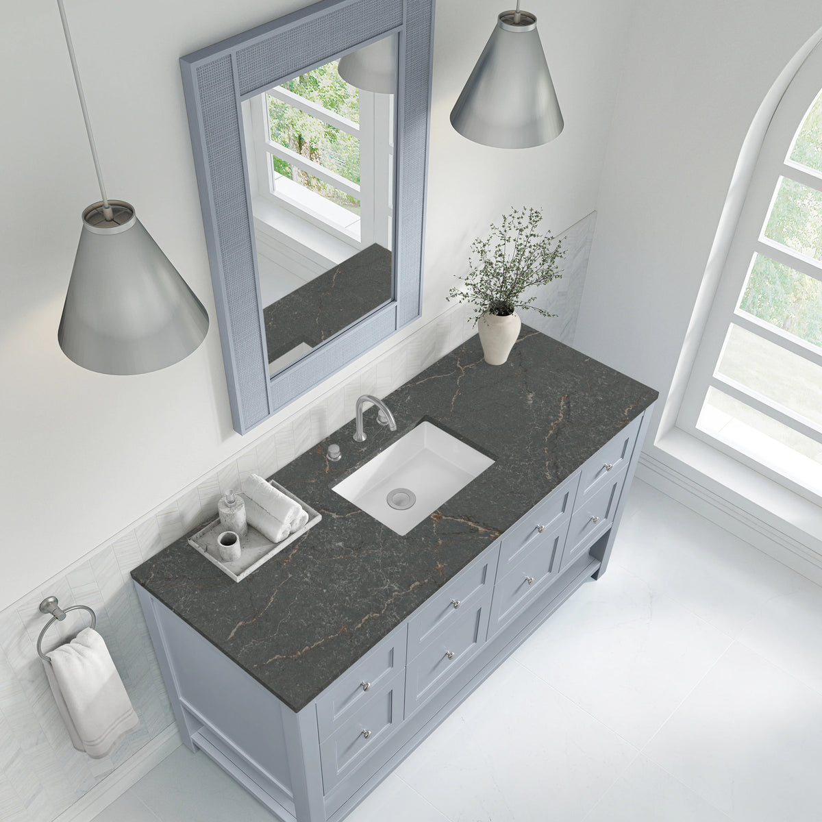 Breckenridge 60" Single Vanity, Serenity Blue w/ 3 CM Parisien Bleu Top, view 7