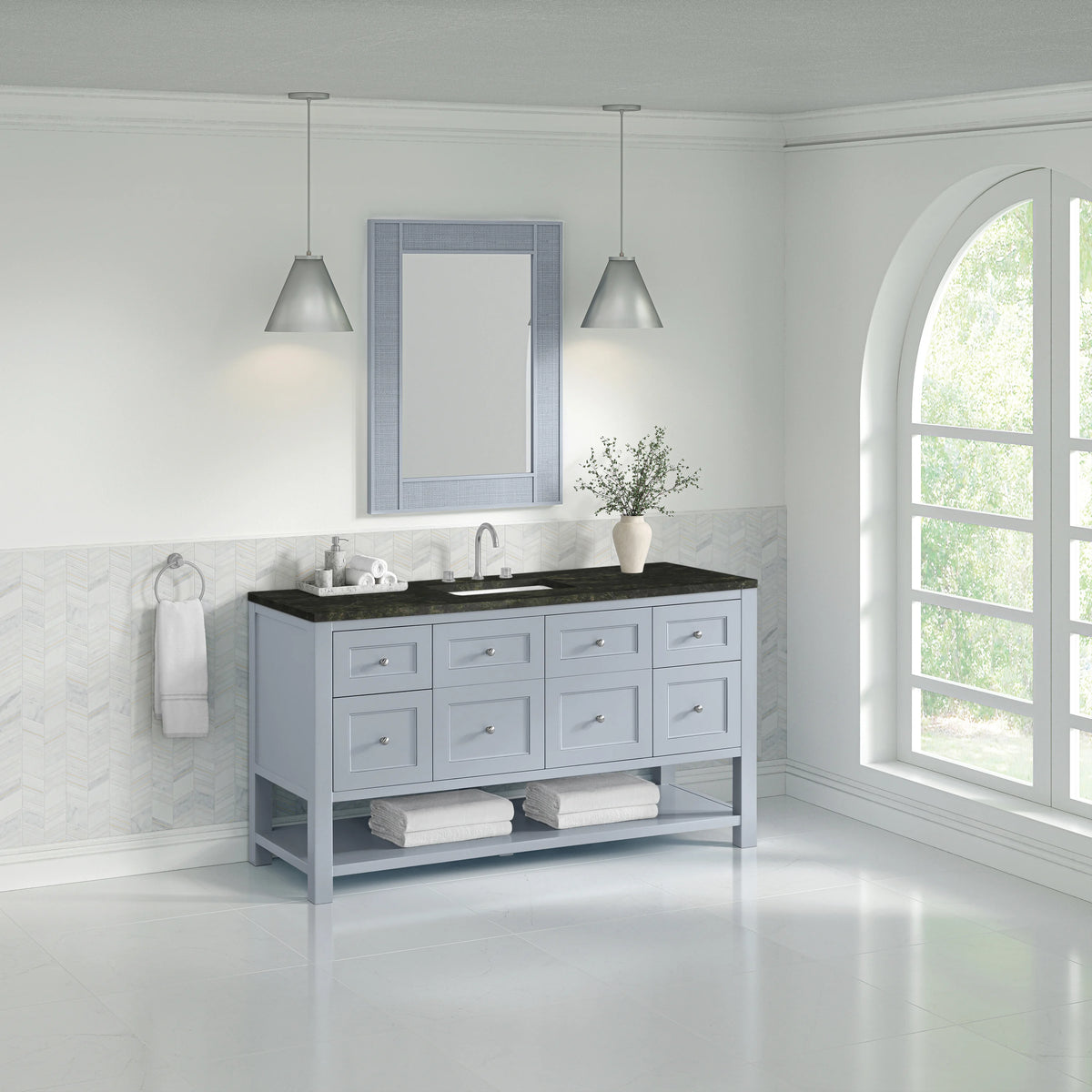 Breckenridge 60" Single Vanity, Serenity Blue, w/ 3 CM Phantome Eclos Top, view 4