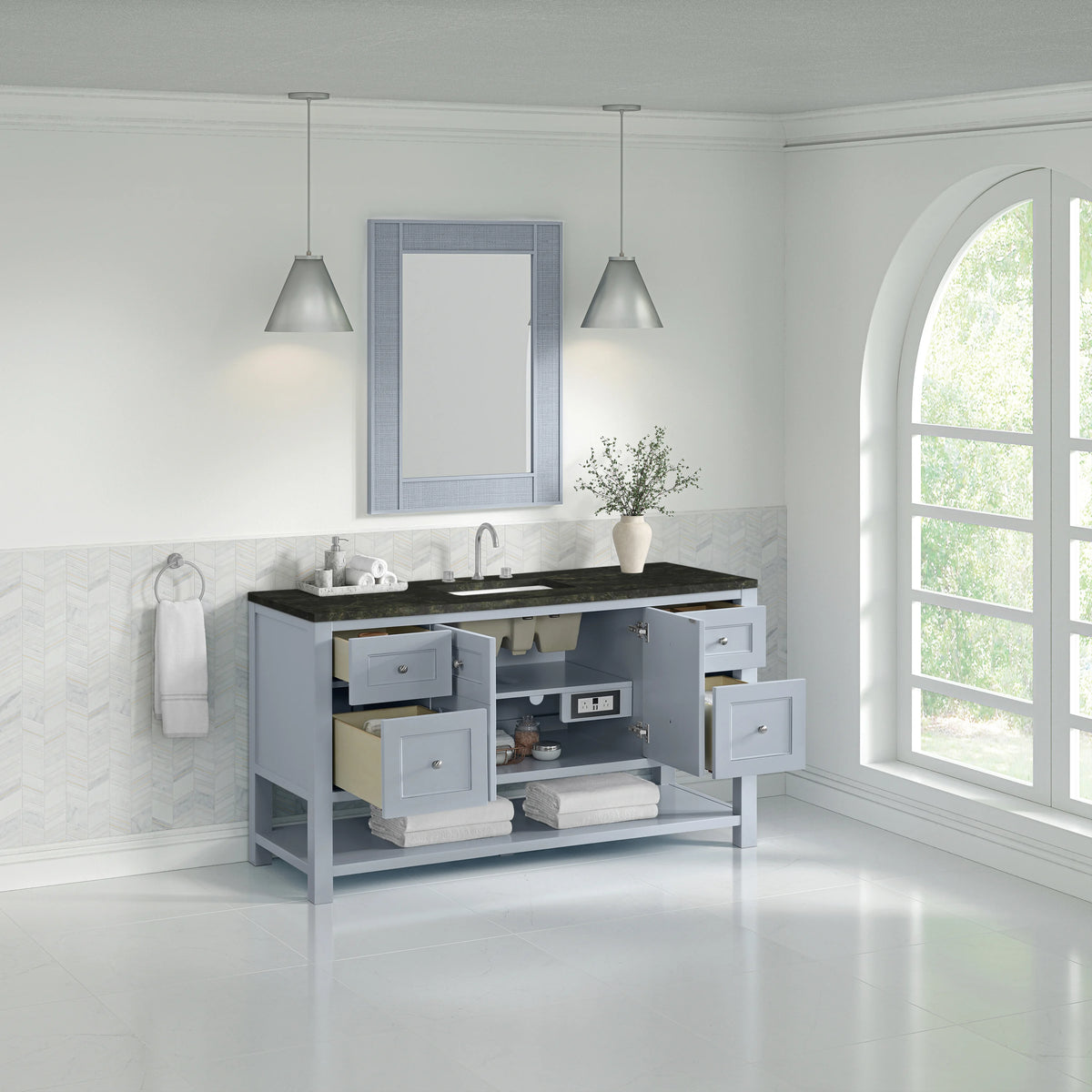 Breckenridge 60" Single Vanity, Serenity Blue, w/ 3 CM Phantome Eclos Top, view 5