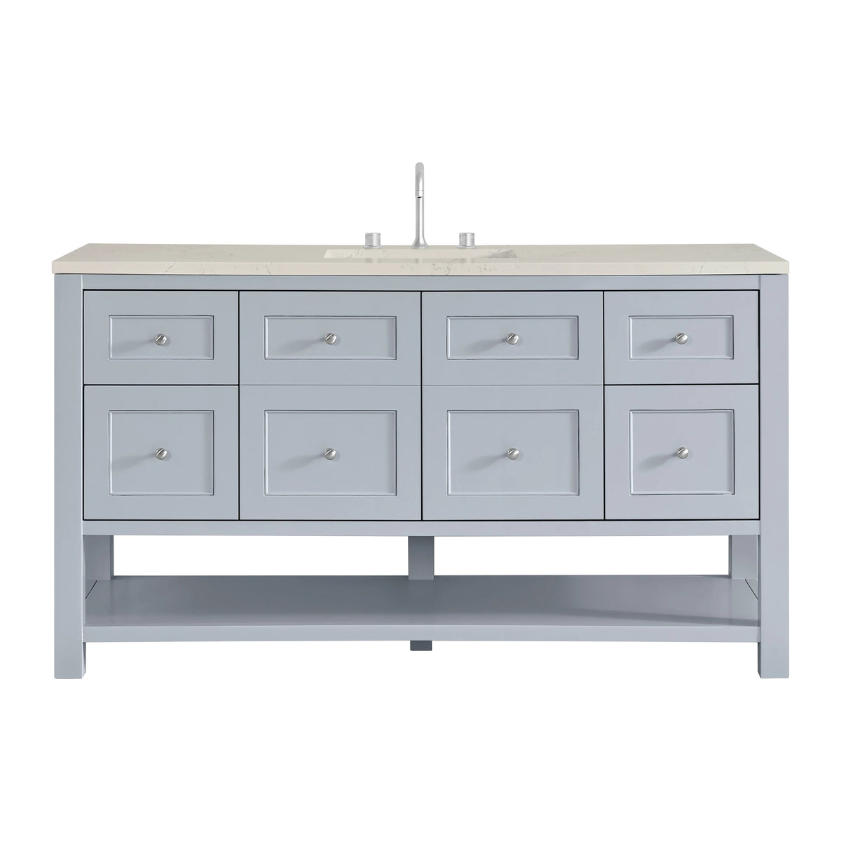 Breckenridge 60" Single Vanity, Serenity Blue, w/ 3 CM Siberian Silestone Top