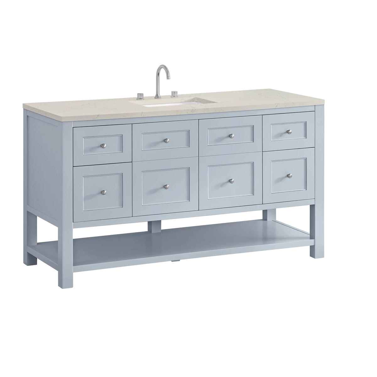 Breckenridge 60" Single Vanity, Serenity Blue, w/ 3 CM Siberian Silestone Top, view 10