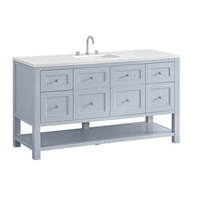 Breckenridge 60" Single Vanity, Serenity Blue, w/ 3 CM White Zeus Quartz Top, view 10