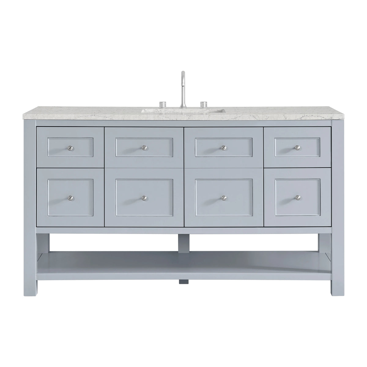 Breckenridge 60" Single Vanity, Serenity Blue, w/ 3 CM Eternal Jasmine Pearl Silestone Top w/ FreePower Wireless Charger