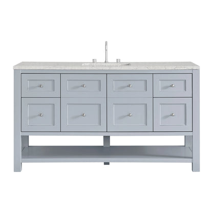 Breckenridge 60" Single Vanity, Serenity Blue, w/ 3 CM Eternal Jasmine Pearl Silestone Top w/ FreePower Wireless Charger