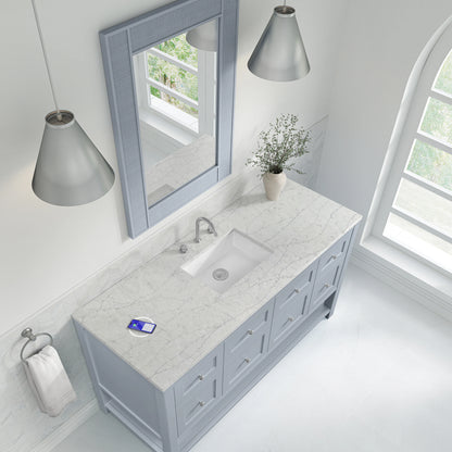 Breckenridge 60" Single Vanity, Serenity Blue, w/ 3 CM Eternal Jasmine Pearl Silestone Top w/ FreePower Wirele, view 10