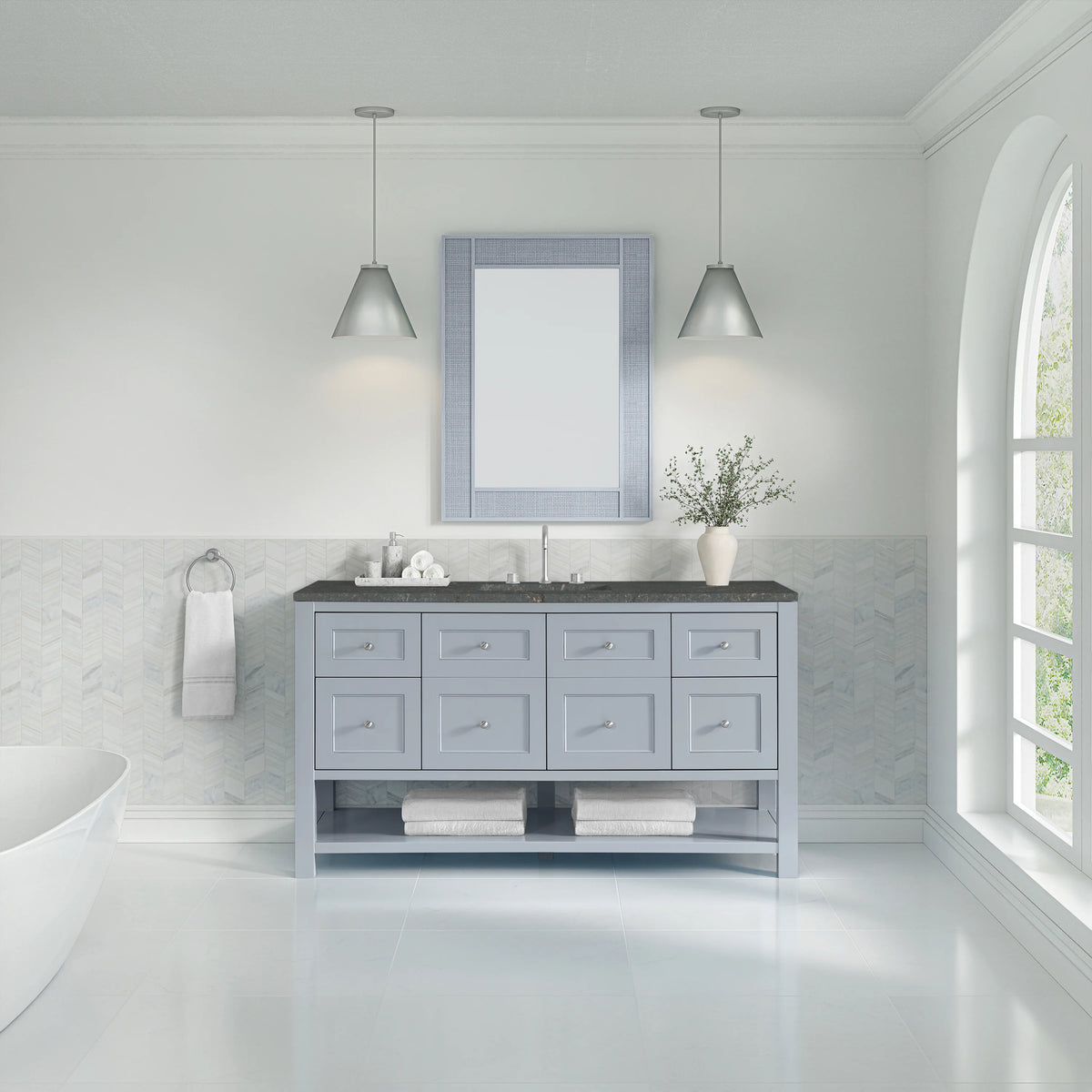 Breckenridge 60" Single Vanity, Serenity Blue w/ 3 CM Parisien Bleu Top w/ FreePower Wireless Charger, view 6