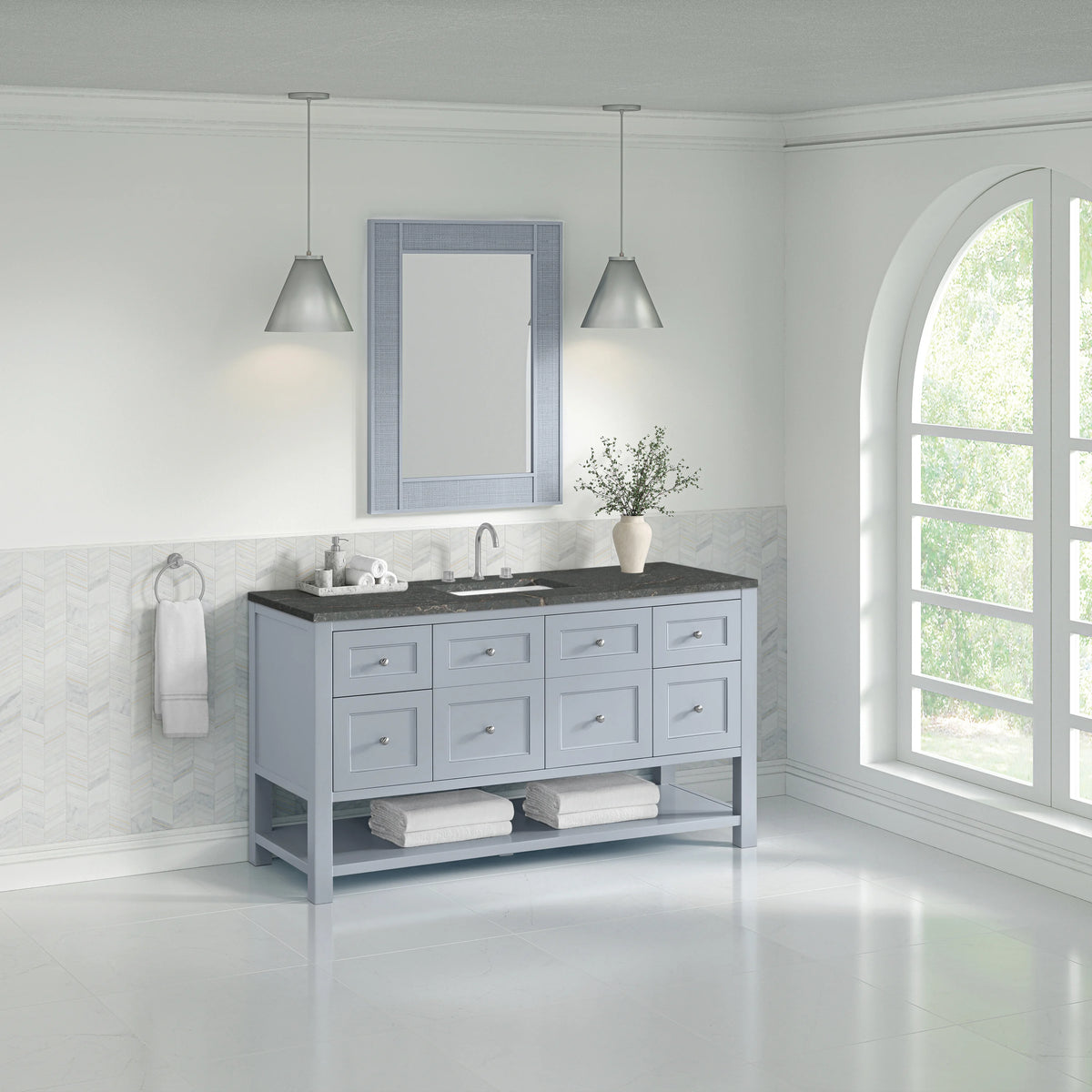 Breckenridge 60" Single Vanity, Serenity Blue w/ 3 CM Parisien Bleu Top w/ FreePower Wireless Charger, view 7