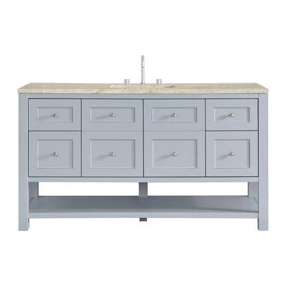 Breckenridge 60" Single Vanity, Serenity Blue, w/ 3 CM Tajnar Eclos Top w/FreePower Wireless Charger
