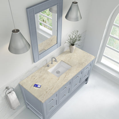 Breckenridge 60" Single Vanity, Serenity Blue, w/ 3 CM Tajnar Eclos Top w/FreePower Wireless Charger, view 9