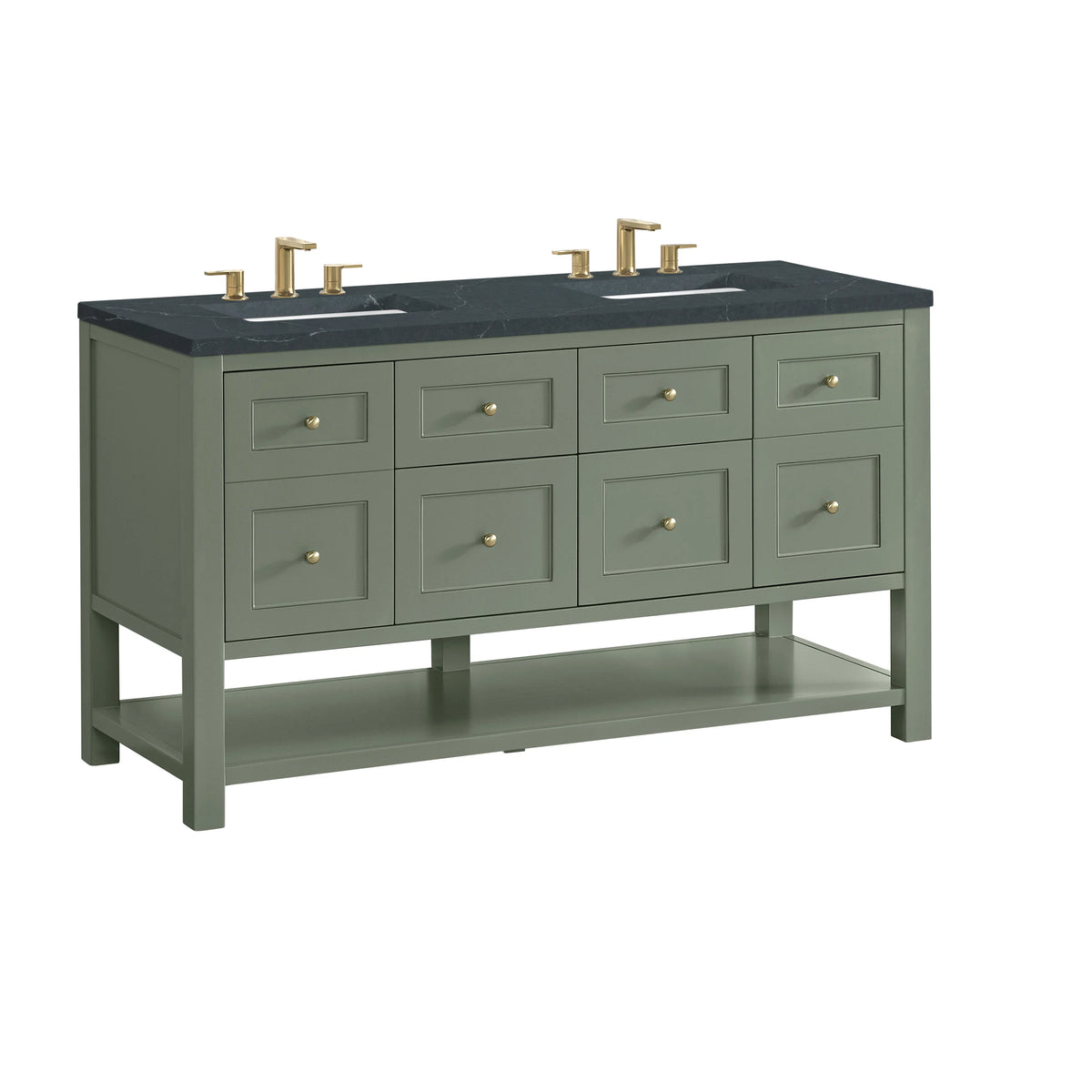Breckenridge 60" Double Vanity, Smokey Celadon, w/ 3 CM Charcoal Soapstone Quartz Top, view 10