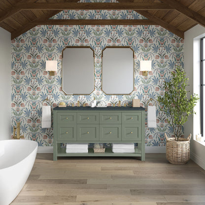 Breckenridge 60" Double Vanity, Smokey Celadon, w/ 3 CM Charcoal Soapstone Quartz Top, view 3