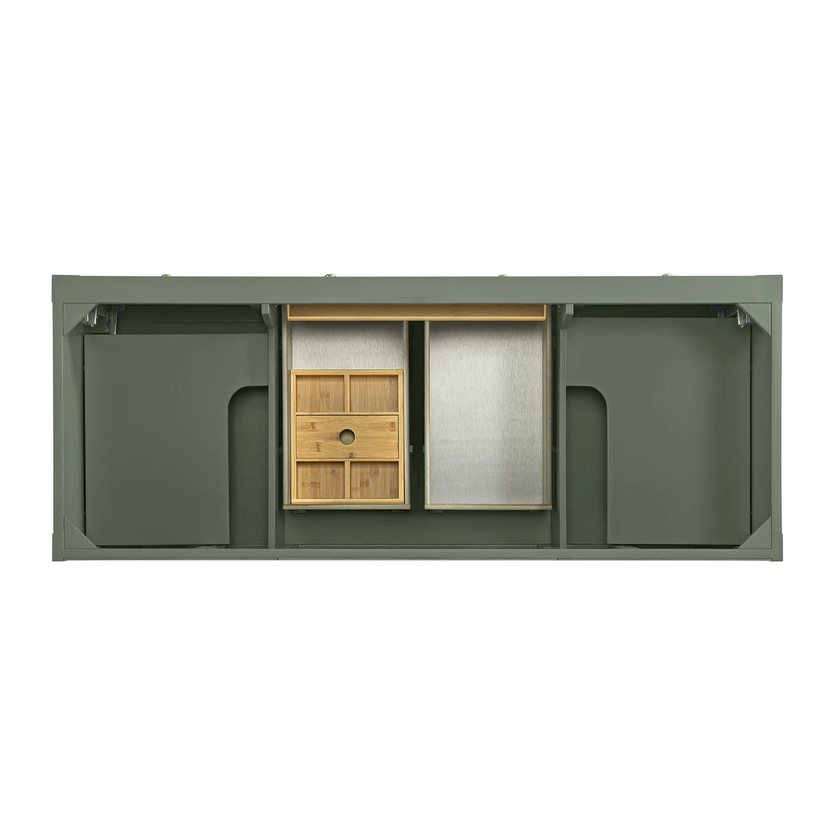 Breckenridge 60" Double Vanity, Smokey Celadon, w/ 3 CM Eternal Jasmine Pearl Quartz Top, view 6