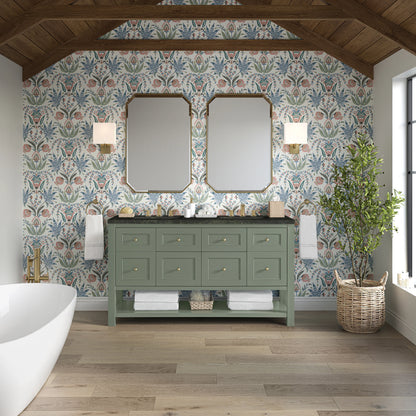 Breckenridge 60" Double Vanity, Smokey Celadon, w/ 3 CM Phantome Eclos Top, view 3