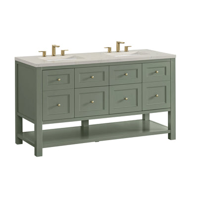 Breckenridge 60" Double Vanity, Smokey Celadon, w/ 3 CM Siberian Silestone Top, view 10