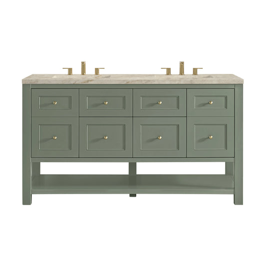 Breckenridge 60" Double Vanity, Smokey Celadon, w/ 3 CM Tajnar Eclos Top