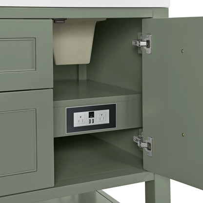 Breckenridge 60" Double Vanity, Smokey Celadon, w/ 3 CM Victorian Silver Quartz Top, view 11
