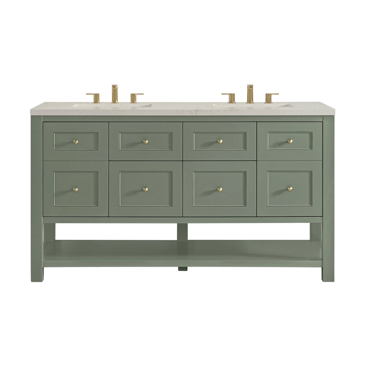 Breckenridge 60" Double Vanity, Smokey Celadon, w/ 3 CM Siberian Silestone Top w/FreePower Wireless Charger
