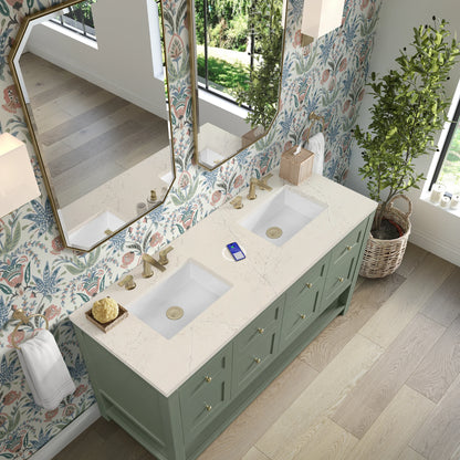 Breckenridge 60" Double Vanity, Smokey Celadon, w/ 3 CM Siberian Silestone Top w/FreePower Wireless Charger, view 9