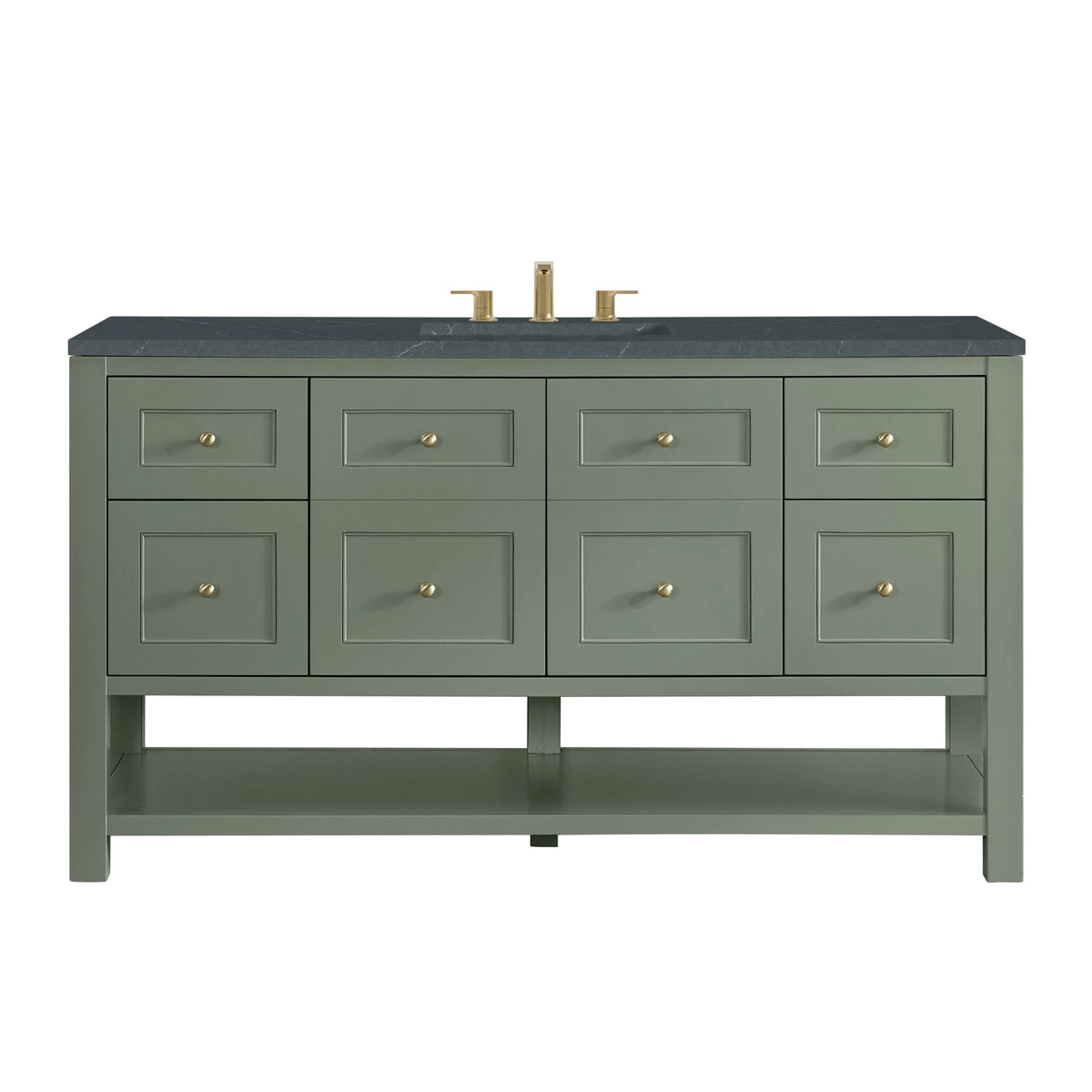 Breckenridge 60" Single Vanity, Smokey Celadon, w/ 3 CM Charcoal Soapstone Quartz Top