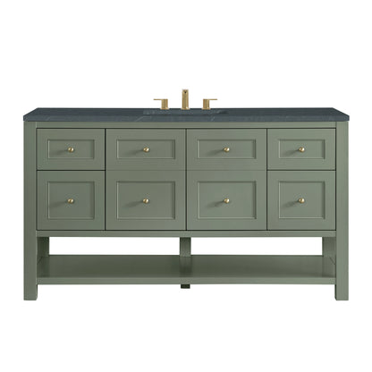 Breckenridge 60" Single Vanity, Smokey Celadon, w/ 3 CM Charcoal Soapstone Quartz Top