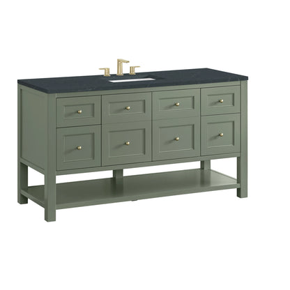 Breckenridge 60" Single Vanity, Smokey Celadon, w/ 3 CM Charcoal Soapstone Quartz Top, view 10