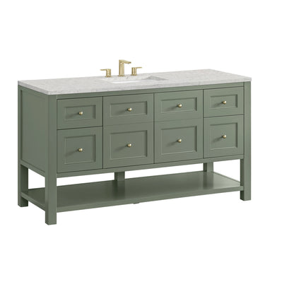 Breckenridge 60" Single Vanity, Smokey Celadon, w/ 3 CM Eternal Jasmine Pearl Quartz Top, view 10