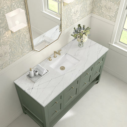 Breckenridge 60" Single Vanity, Smokey Celadon, w/ 3 CM Ethereal Noctis Quartz Top, view 7