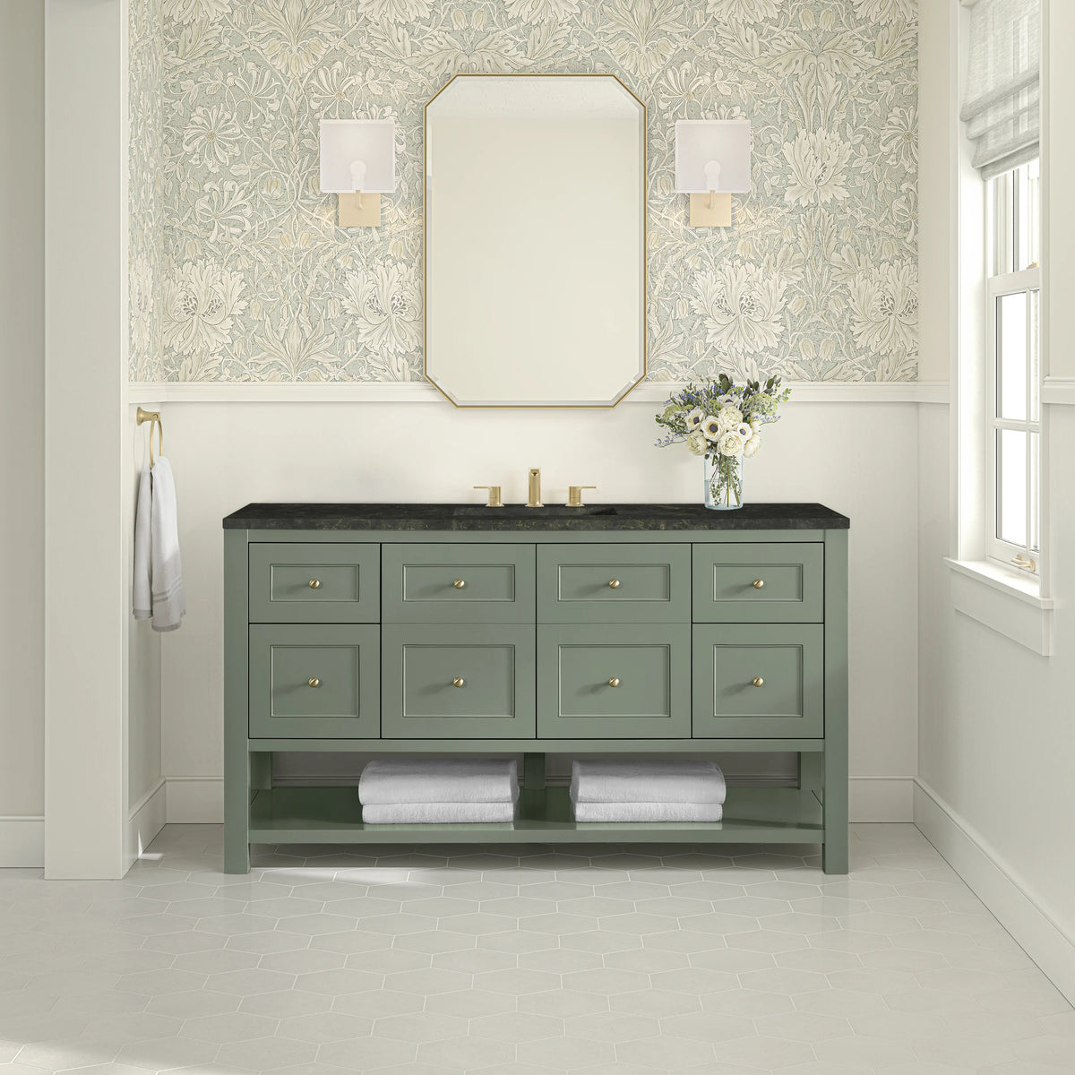 Breckenridge 60" Single Vanity, Smokey Celadon, w/ 3 CM Phantome Eclos Top, view 3